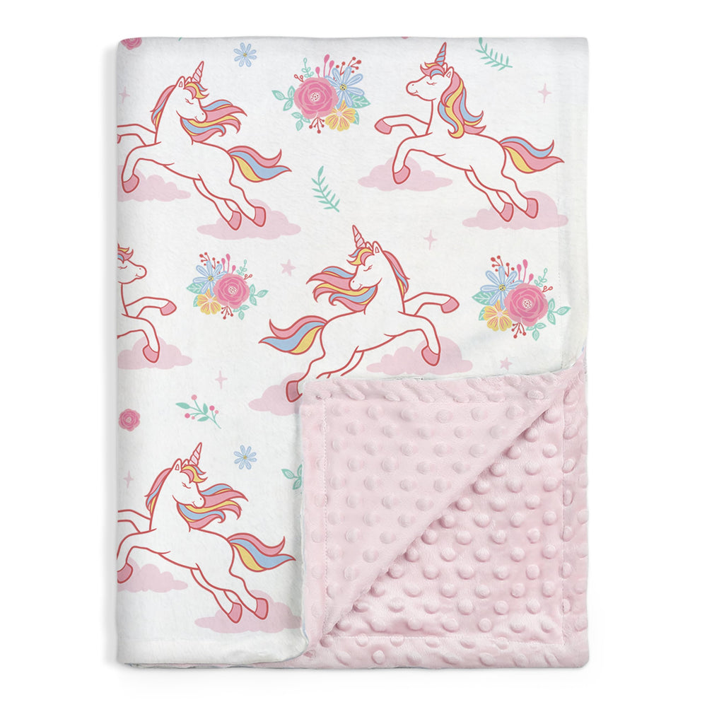SANDJEST Unicorn Kid Blanket front view shows vibrant colors for bedtime joy