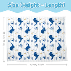 SANDJEST Whale Kid Blanket folded to illustrate compact travel companion.