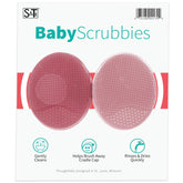S&T INC. baby bath brush pink two-pack front view for easy grip during bathtime.