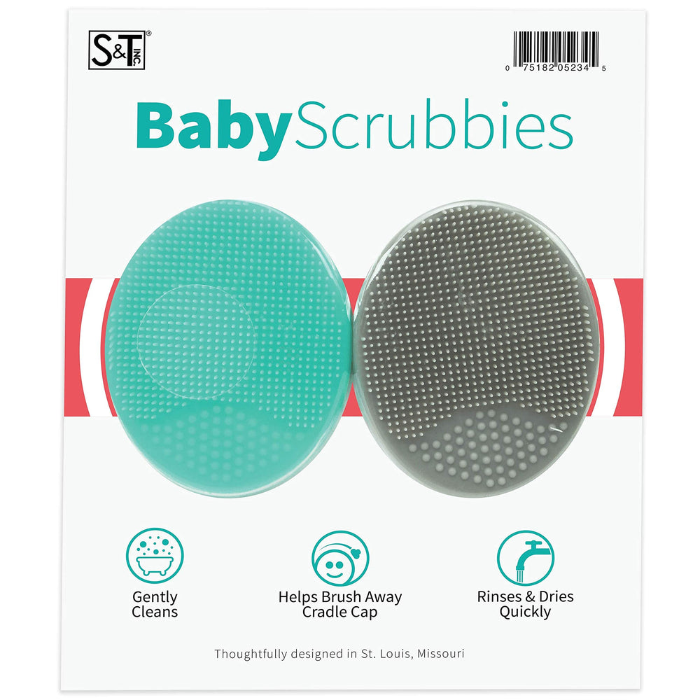 S&T INC cradle-cap bath brush in grey and teal for gentle cleansing during bath time