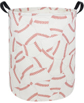 Sanjiaofen baseball laundry hamper front view highlights durable fabric with easy-carry handles for clutter-free bedrooms.