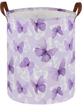 Sanjiaofen kids laundry hamper purple butterfly design—collapsible storage for toys and clothes.