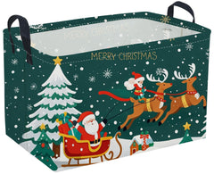 Sanjiaofen rectangular Christmas baskets front view with leather handles for easy transport