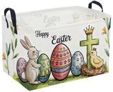 Sanjiaofen rectangular Easter basket with durable handles for easy transport.