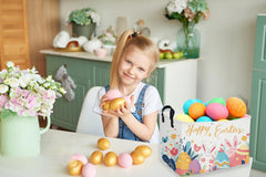 Sanjiaofen rectangular Easter basket in use in living room showing organization.