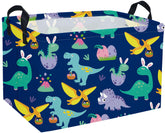 Sanjiaofen rectangular Easter dinosaur basket front view for durable toy and book storage