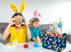Sanjiaofen rectangular Easter dinosaur basket leather handles emphasize easy carrying and long-lasting use