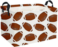 Sanjiaofen rectangular football basket with leather handles for durable toy storage