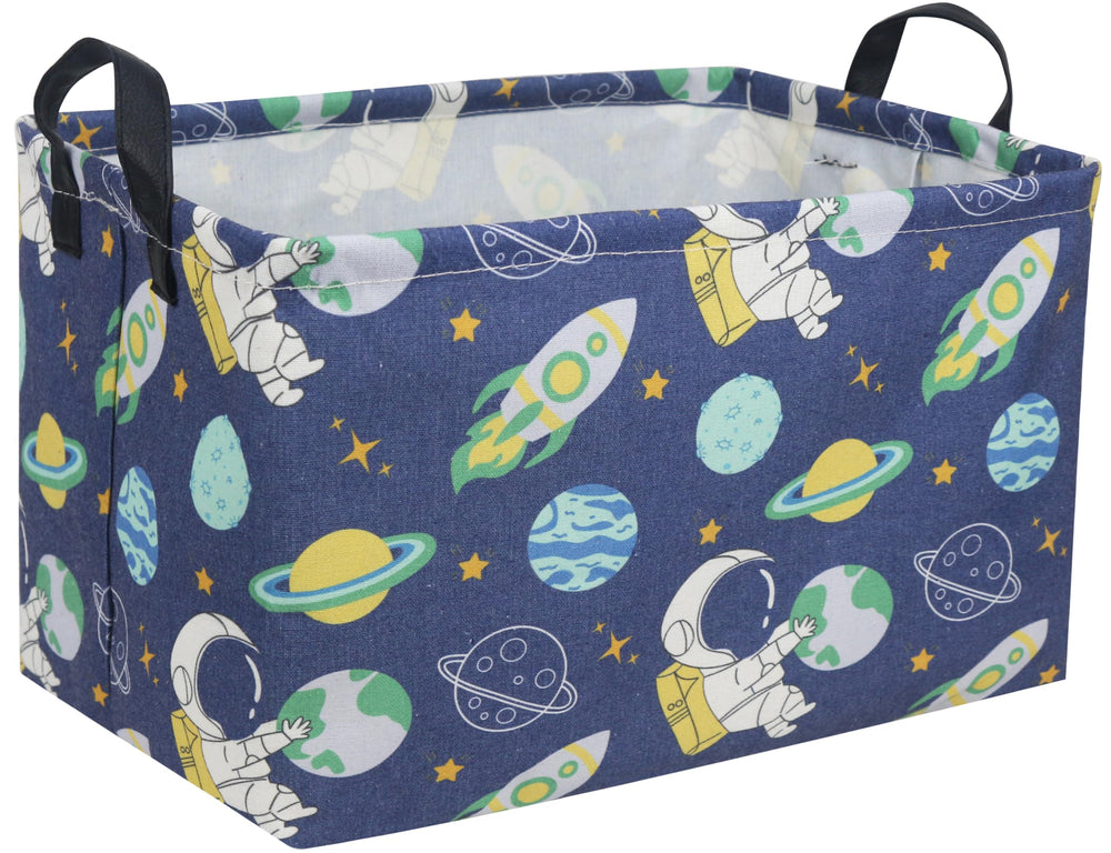 Sanjiaofen astronaut-pattern rectangular basket for kids toys and decor.