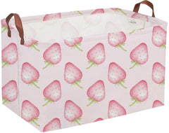 Sanjiaofen strawberry storage basket pink front view for organized toys