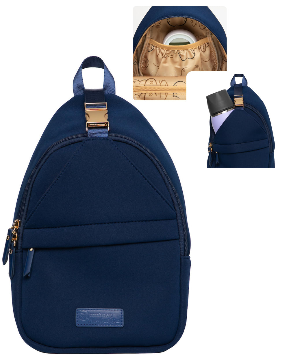 Allie Sling Bag front view in royal blue for on-the-go pumping.