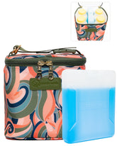 Sarah Wells Cold Gold cooler bag top view shows insulated milk storage for on-the-go feeding