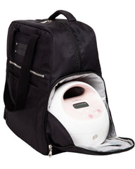 Sarah Wells Kelly backpack with insulated pocket keeps pumped milk cool on the go.