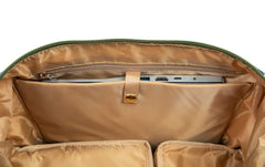 Sarah Wells Lizzy compartments closeup demonstrates pump fit plus accessory organization