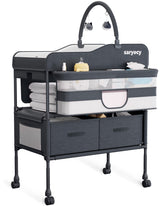 Saryocy changing table assembly shows sturdy frame and waterproof surface