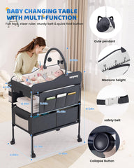 Saryocy height-adjustable feature adapts to caregiver height for comfortable changes