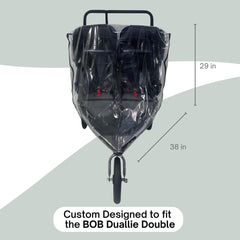 SASHA'S rain cover for Bob Duallie features a wide zipper opening for easy access.