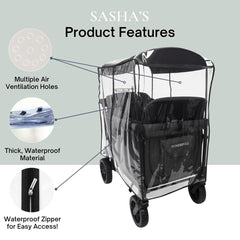 SASHA'S W4 Elite shield prevents weather intrusion while keeping the wagon accessible