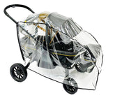 SASHA'S rain and wind cover for Evenflo Pivot Xplore—front view with full weather protection.