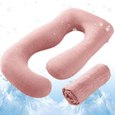 Sasttie cooling pillow cover blush fabric close-up shows soft-touch texture.