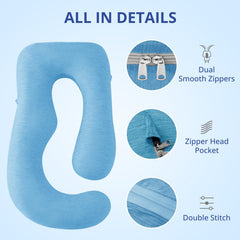 Sasttie cooling pregnancy pillow cover fabric closeup reveals ultra-soft, cooling material.