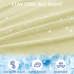 Sasttie yellow fabric close-up showing ultra-soft cooling material.