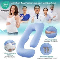 Sasttie pregnancy pillow with down-alternative filling for balanced support and softness