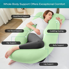 Sasttie pillow demonstrates 57-inch full-body coverage for comfort