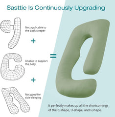 Sasttie pregnancy pillow removable cover closeup showing zipper and fabric
