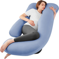 Sasttie pregnancy pillow U-shape wraps around the body for full-body support.