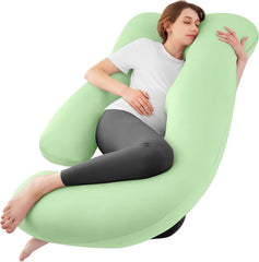Sasttie Pregnancy Pillow U-shaped coverage provides full-body support for peaceful sleep.
