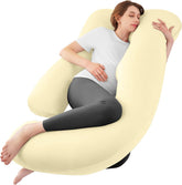 Sasttie U-shape pregnancy pillow supports shoulders and belly for comfortable sleep