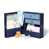 Savor Baby Keepsake Box lid closeup; elegant fabric and secure magnetic closure