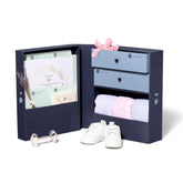Savor Baby Memory Box cover in blue protects keepsakes for long-term remembrance.