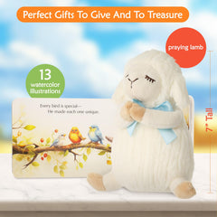 Sawnfay 7-inch praying lamb plush, soft and baby-safe.