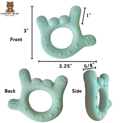 Sawyer Bear I Love You teether light green color soother for teething.