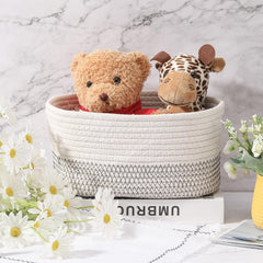 Sawysine white rope basket storage for kids toys and crafts.