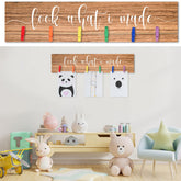 Sawysine Look What I Made Sign with Clips in brown wood displays kids' art