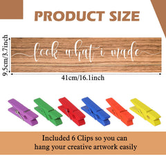 Sawysine Look What I Made Sign with Clips closeup colorful clips secure art