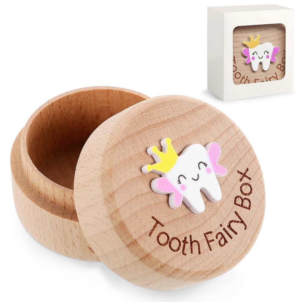 Sbarklo Tooth Fairy Box pink lid 3D tooth design supports imaginative bedtime rituals.