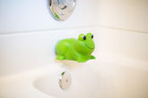S.C. Products Ultra Soft Faucet Guard frog front view protects kids from bumps during bath.
