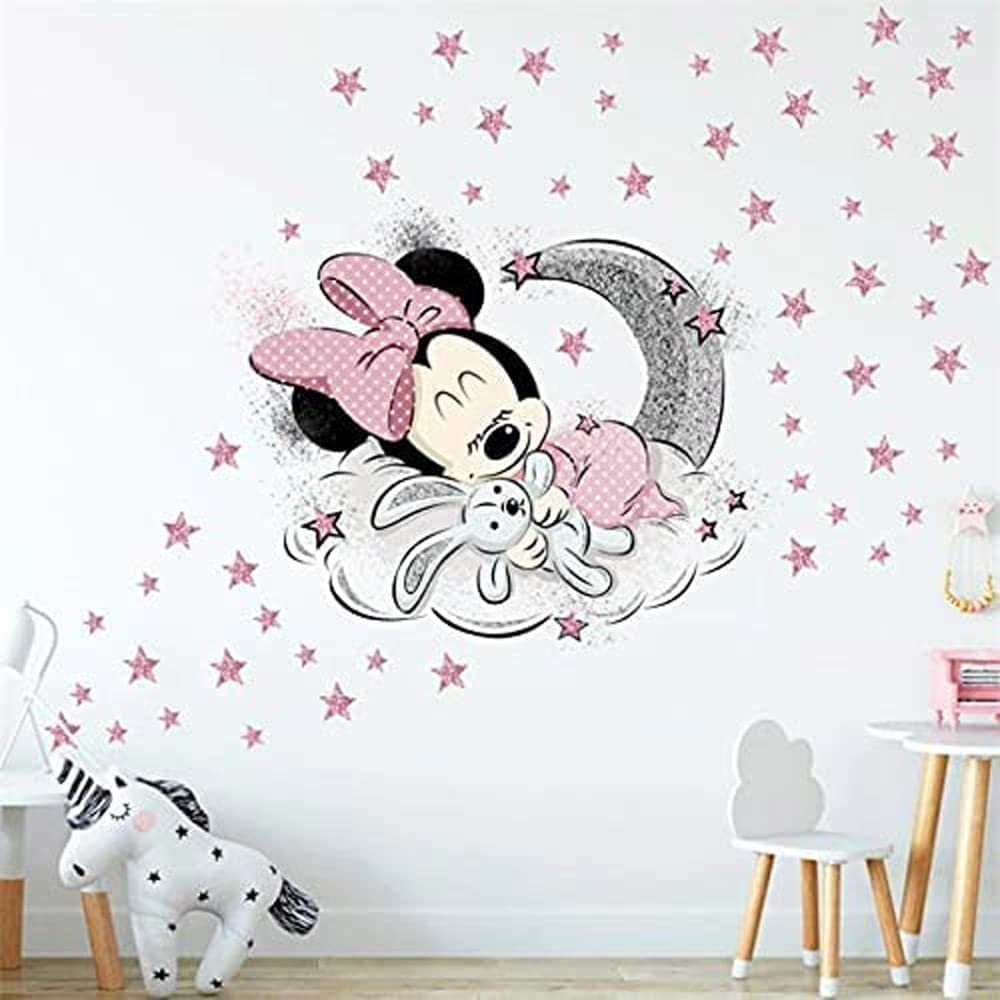 SchwartsCount large Mickey Minnie wall decals brighten kids bedrooms with playful Disney characters.