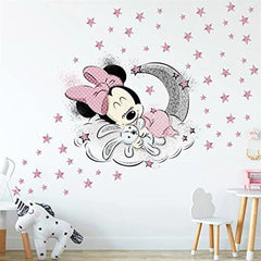 SchwartsCount large Mickey Minnie wall decals brighten kids bedrooms with playful Disney characters.