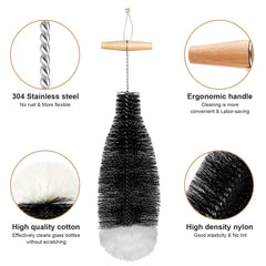 SCLWSS long-handle design reaches bottom and narrow necks for easy cleaning.