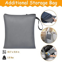 SCTEL gray car seat bag showing sleek design with ID tag for gate-check