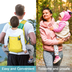 SCXinnkeer hiking baby carrier easy on-off system for quick wearing.