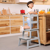 SDADI Kitchen Step Stool showing wooden base in gray for safe toddler height access.