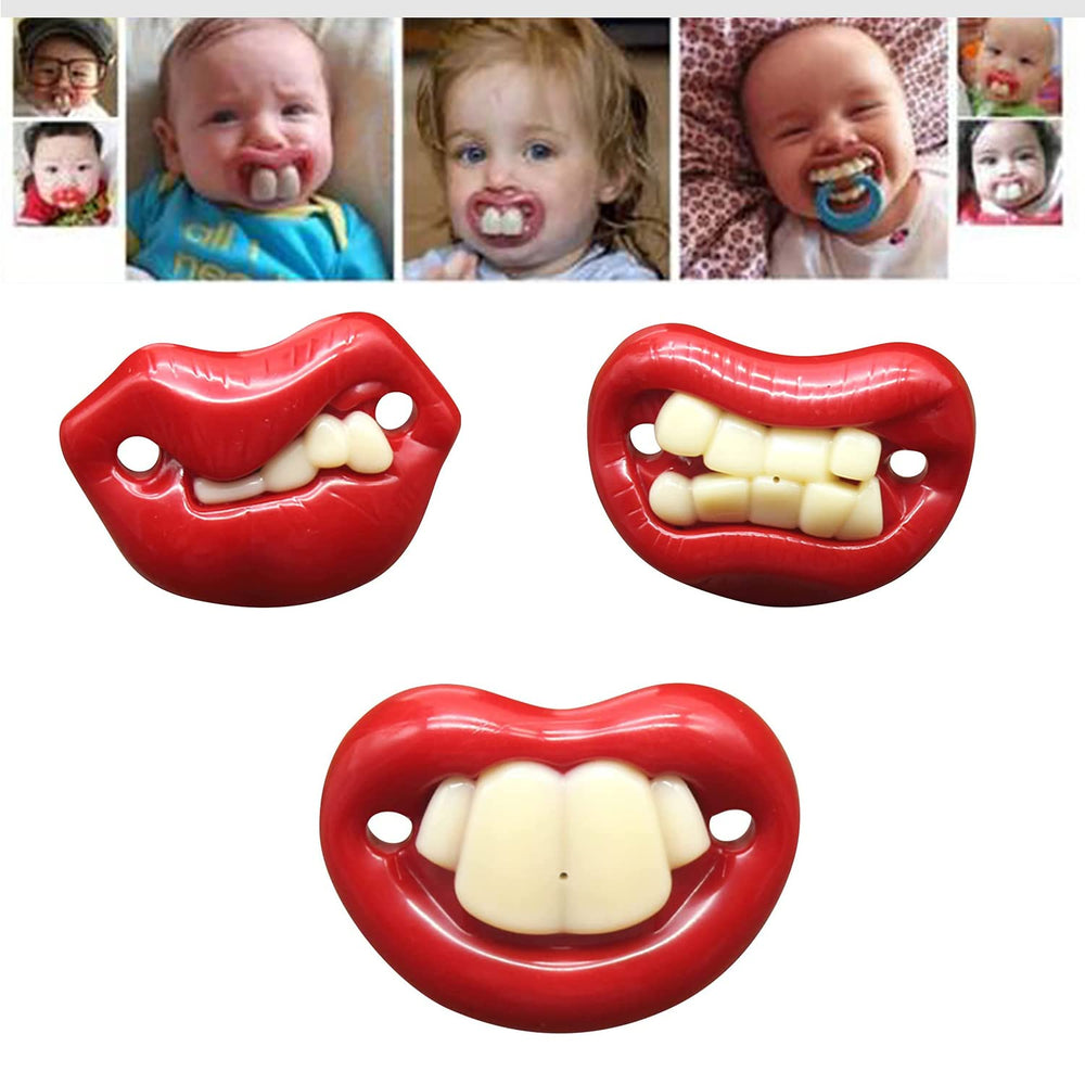 Sdetrcq buck-tooth pacifier front view for playful soothing and tooth-friendly design.