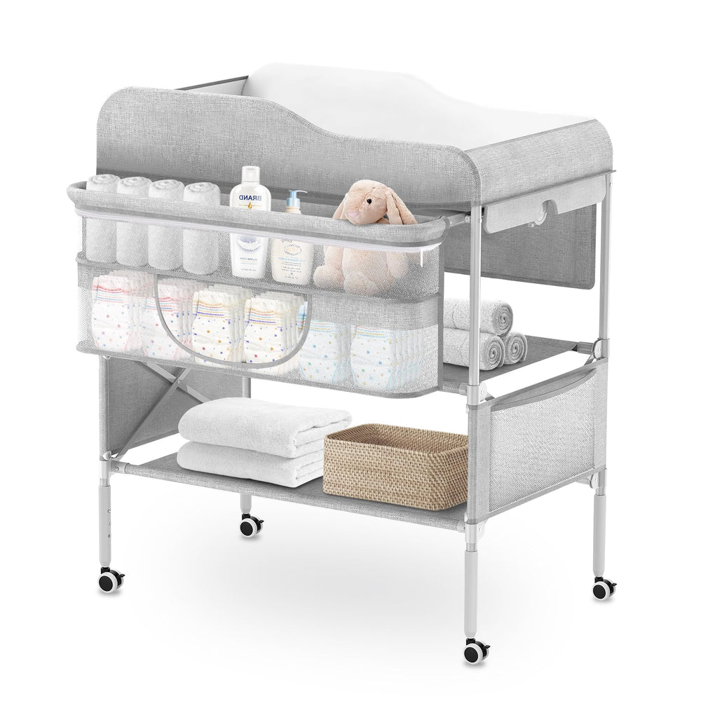 SEA PUNK portable changing table folded compactly for easy storage and quick setup