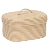 Sea Team oval cotton rope storage basket with lid keeping nursery clutter neatly organized.